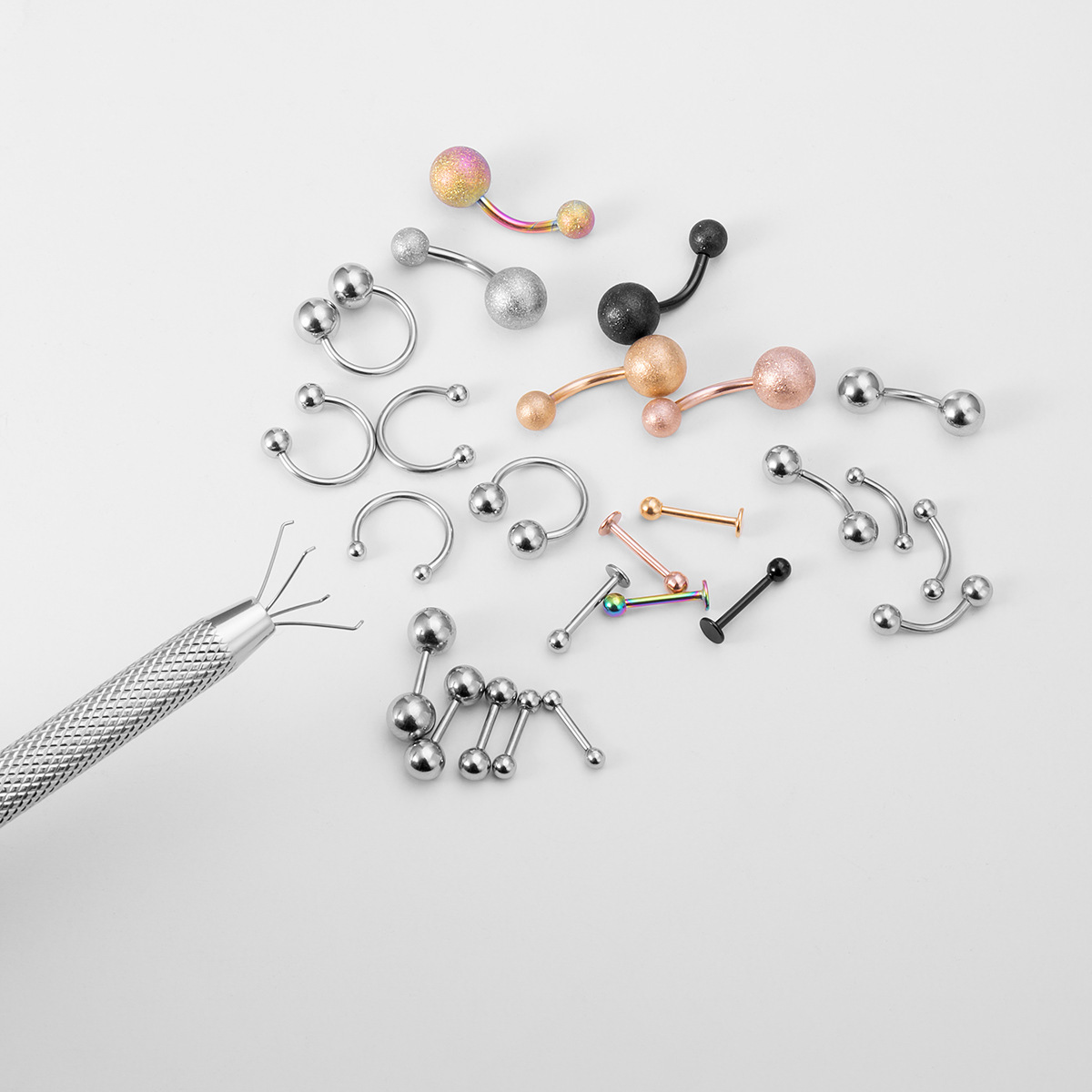 Piercing tool Makeup Tools Types Solid Color Stainless Steel Umbilical Nail Tongue Nail Multi-purpose Bead Pliers