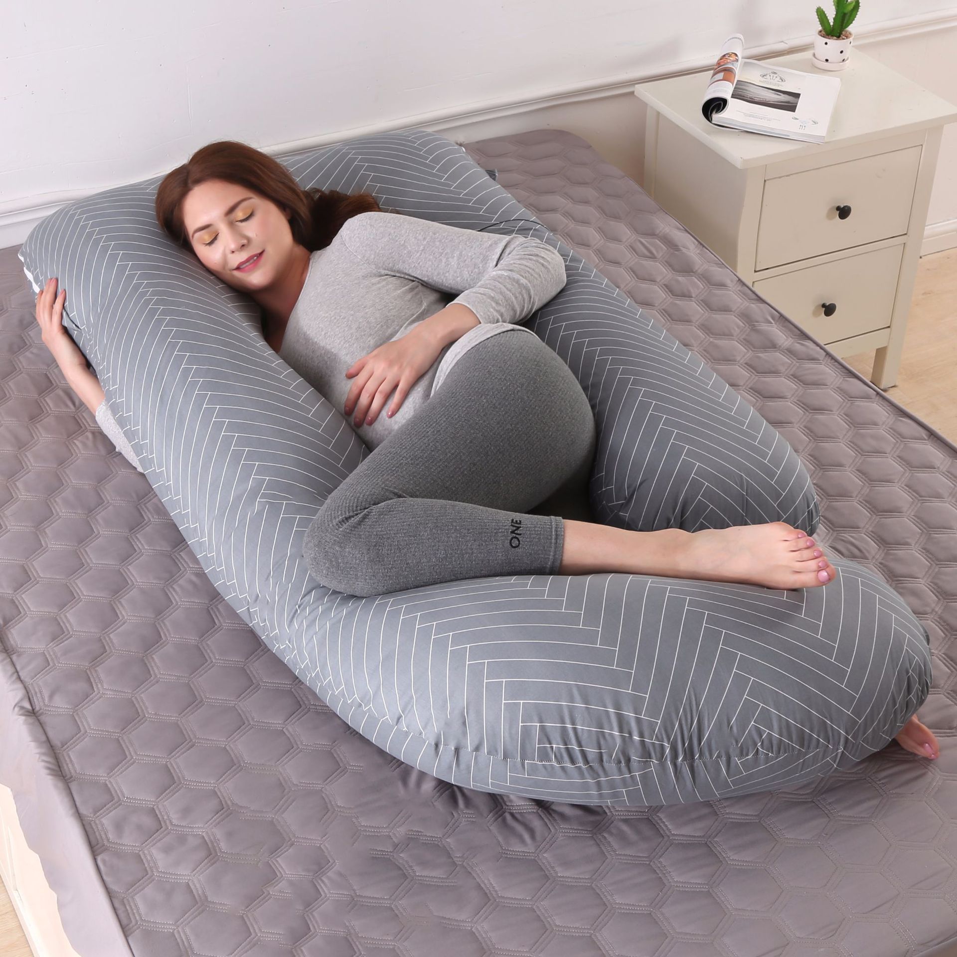 Almohada de maternidad lado dormitorio de algodón extraíble y lavable almohada de soporte de cintura en forma de G grande transfronteriza FÁBRICA DE Amazon almohada de maternidad al por mayor