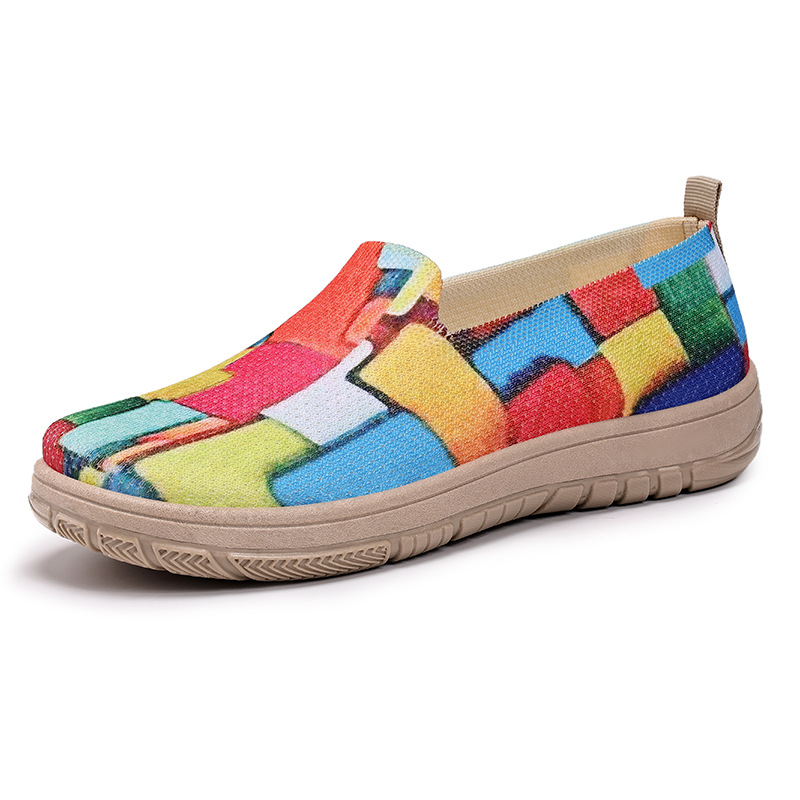 Zapatos zapatos zapatos casuales de verano para mujer, zapatos casuales transfronterizos, zapatos de mujer de gran tamaño, zapatos de tela a juego de colores, zapatos de un solo pie