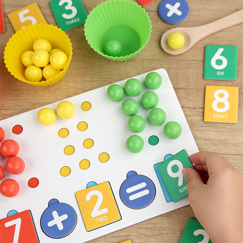 Cuentas de clip para niños transfronterizos, cálculo de descomposición digital, juguetes de aprendizaje, cognición del color, matemáticas, emparejamiento aritmético, ayudas para la enseñanza temprana