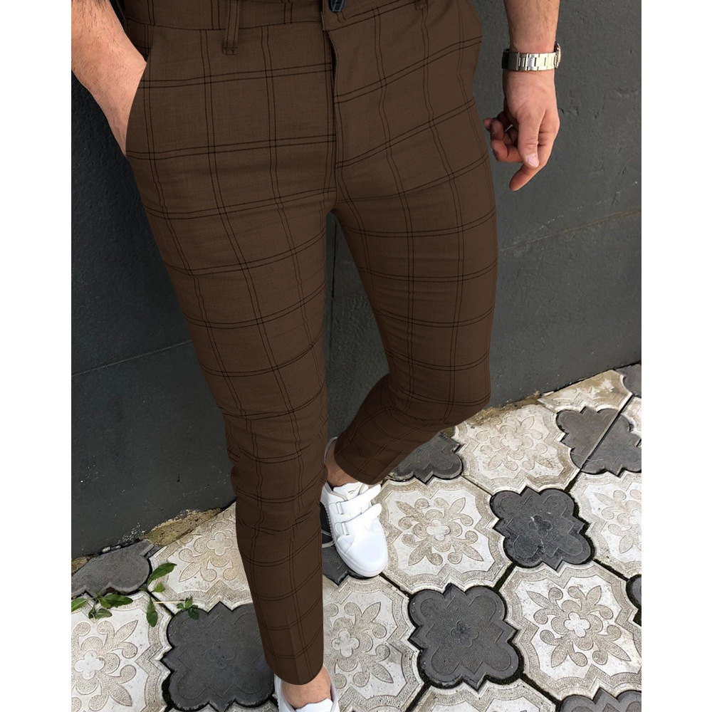 Herren Freizeithose Neue Sommerhose mit doppeltem Streifen- und Karomuster_voghion.com