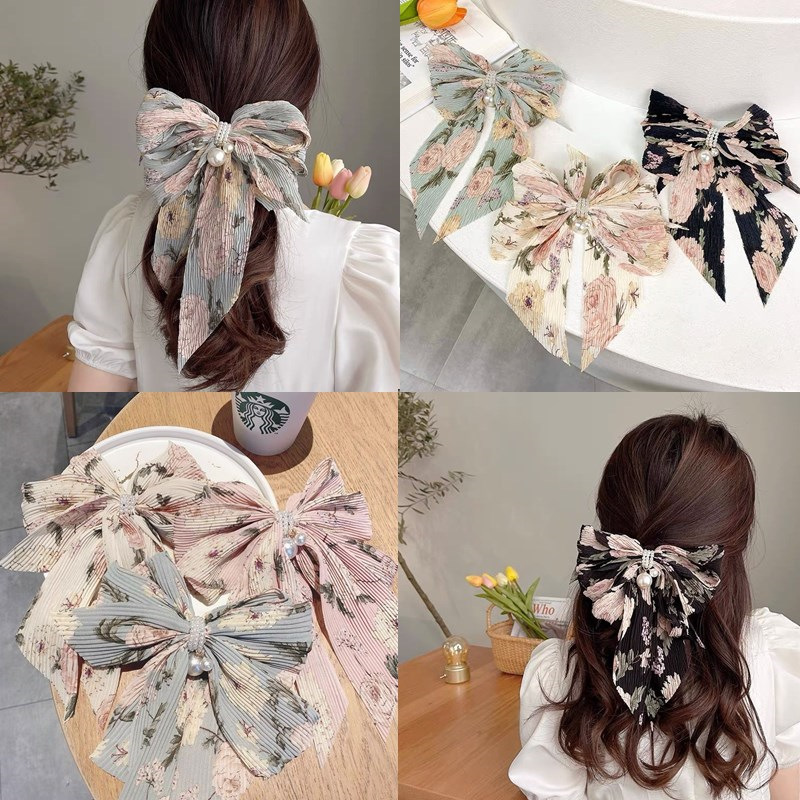 Nuevo jardín francés gran arco de flores cortas de té dulce clips de cabello de la cabeza posterior clips de cabello coreano adornamiento para el cabello