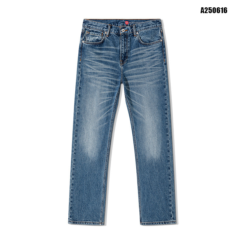 2026 New Model Kanglong Cone Micro-Elastic Snowflake Bark Wrinkle Casual Business American High-End Trendy Men's Jeans