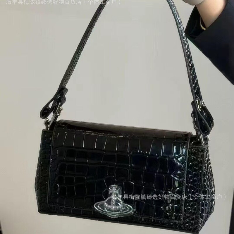 High-Quality 1;1 Empress Medium Crocodile Pattern Underarm Bag Embossed Pu Leather Diagonal High-Value Chain Shoulder Bag High-Quality 1;1 Empress Medium Crocodile Pattern Underarm Bag Embossed Pu Leather Diagonal High-Value Chain Shoulder Bag