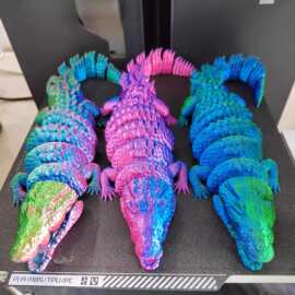 跨境3D打印鳄鱼玩具仿真动物模型可张嘴关节可活动批发手办拼装