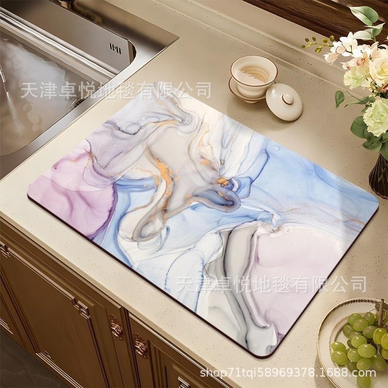クロスボーダー大理石珪藻泥排水マットキッチンテーブル食器断熱乾燥マットバーアブソーバーマット|undefined