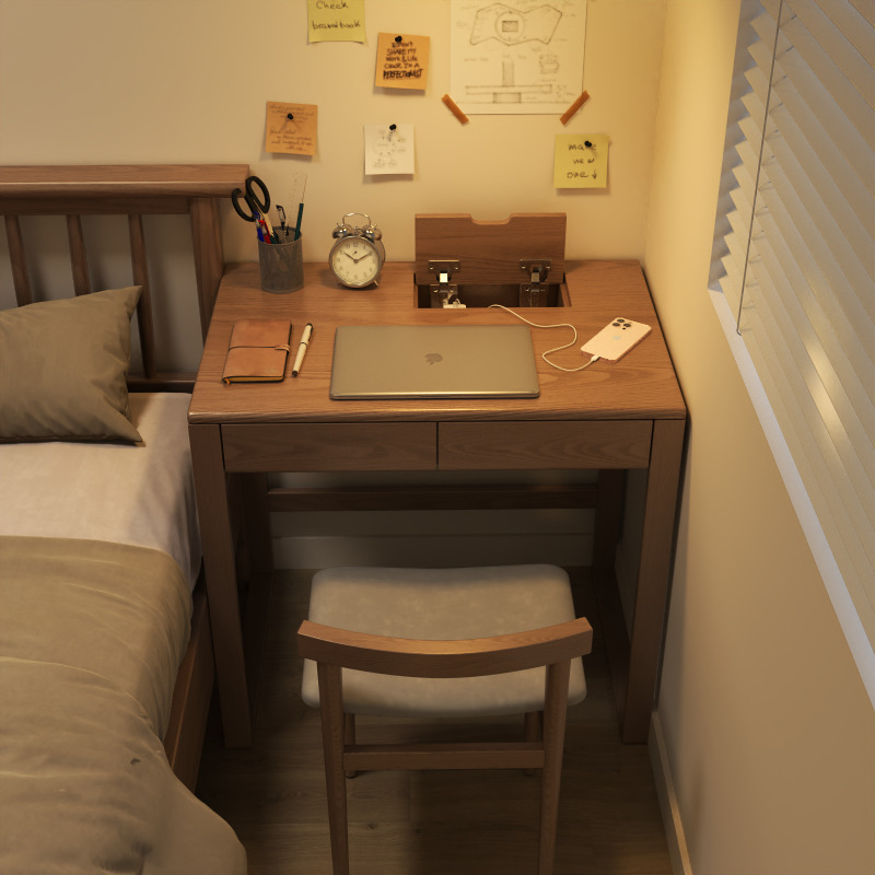 Solid wood desk, study table, computer desk, student writing desk, rectangular, for bedroom, home use, simple mid-century style, large desk