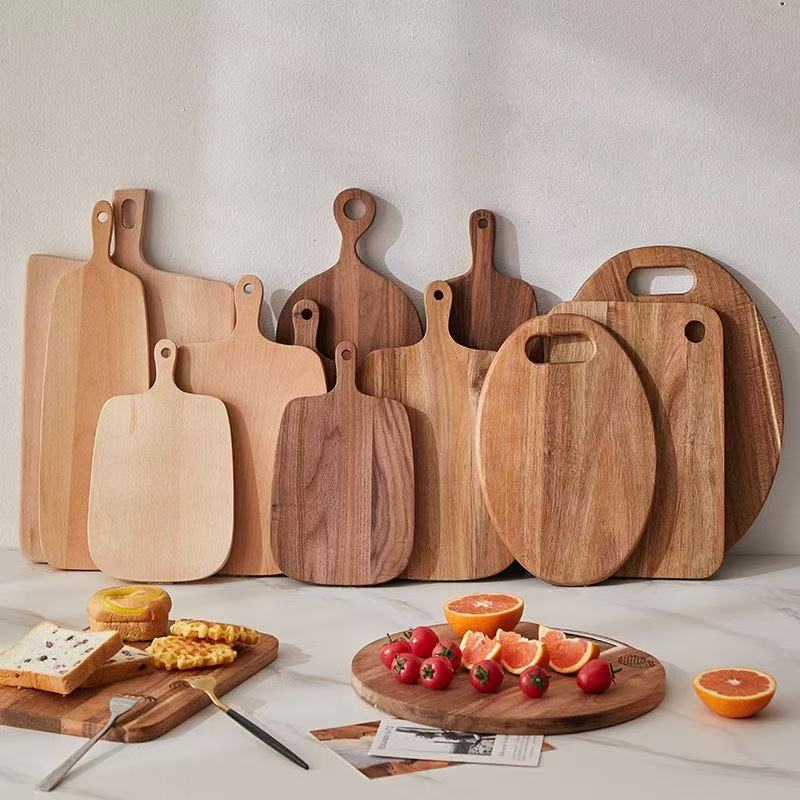Tabla de cortar de madera de acacia hecha a medida, tabla de cortar de madera maciza de nogal, tabla para filetes, tabla portátil para pan y frutas para camping al aire libre.