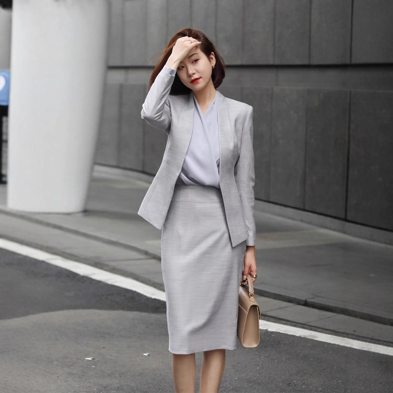 西装套装女秋冬时尚西服外套银行地产销售物业客服工作服外套女装|undefined
