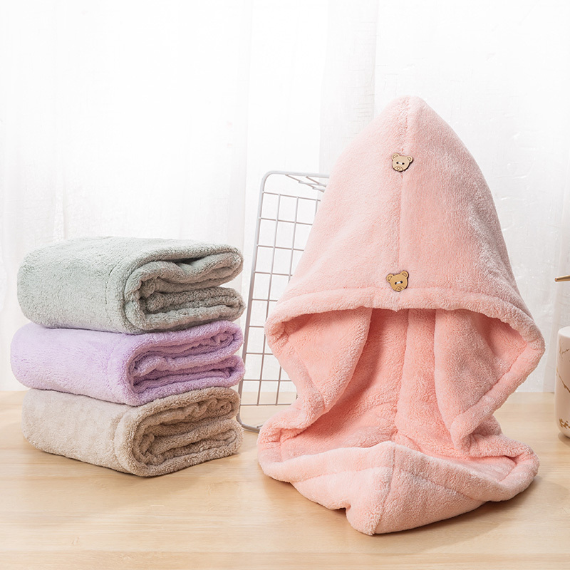 2024 New Style Fast Hair Dried Hat Women's Super Absorbent Adult Student Wipe Bath Towel Double Layer Thickened