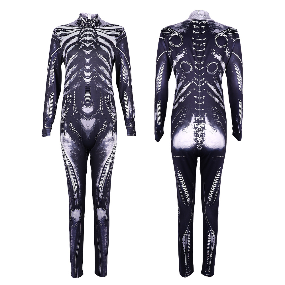 Mono de cosplay de esqueleto femenino para Halloween, disfraz de Grim Reaper para actuación en escenario, traje de cosplay, venta al por mayor transfronteriza.