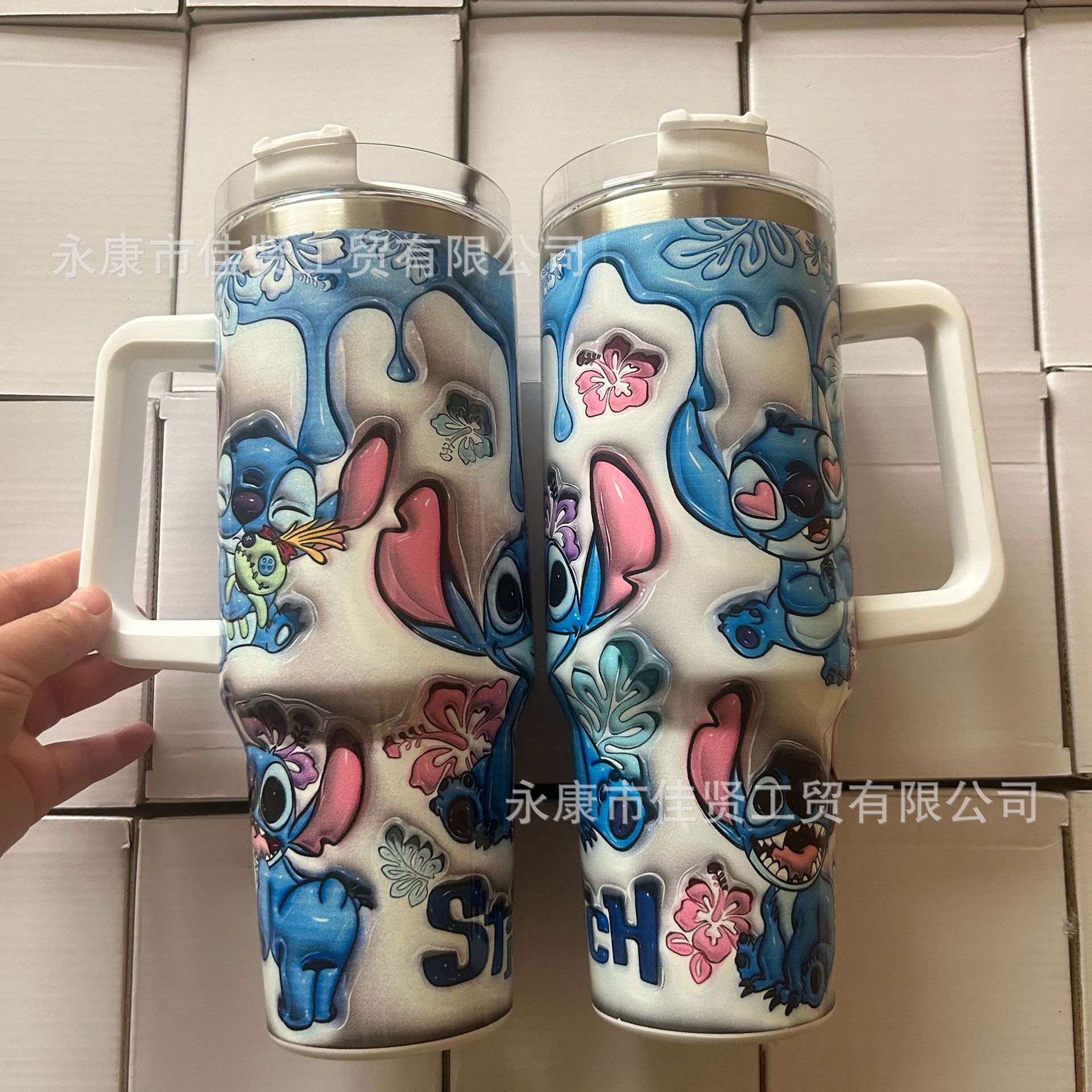 Copa Bingba transfronteriza de 40oz Copa de acero inoxidable 304 de gran capacidad, preservación del calor y preservación del frío con mango Copa de coche