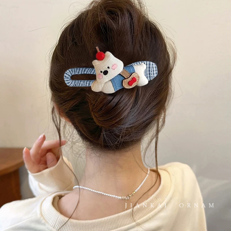 女性用のかわいい布製ヘアピン、後頭部用の高級ヘアピン、大きなワンラインのカモノハシクリップ、ヘアピンとヘッドバンド|undefined