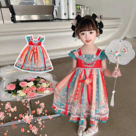 酷贝龙酷贝龙汉服儿童服装短袖齐胸襦裙高端薄款古代公主风爆款简