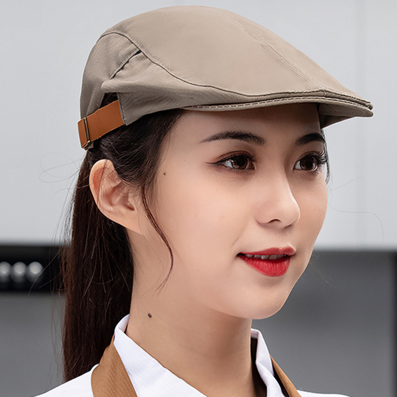 Nueva boina de vaqueros sombrero de cocinero camarero sombrero de trabajo sombrero de frente sombrero de boina de restauración mujer bordado personalizado