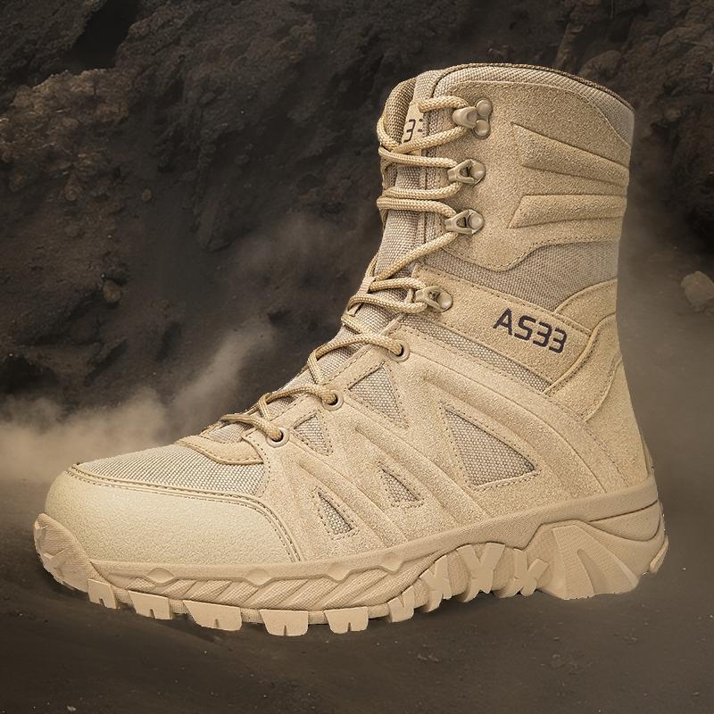 Botas militares de caña alta de gran tamaño transfronterizas al por mayor, botas tácticas transpirables, botas de combate resistentes al desgaste al aire libre, botas de entrenamiento de senderismo de fuerzas especiales