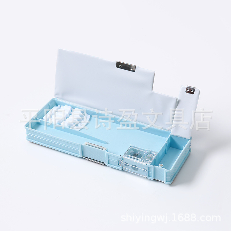 Niña Linda caja de papelería creativa estudiante de escuela primaria puerta doble multifuncional caja de lápiz de gran capacidad caja de lápiz niño regalo