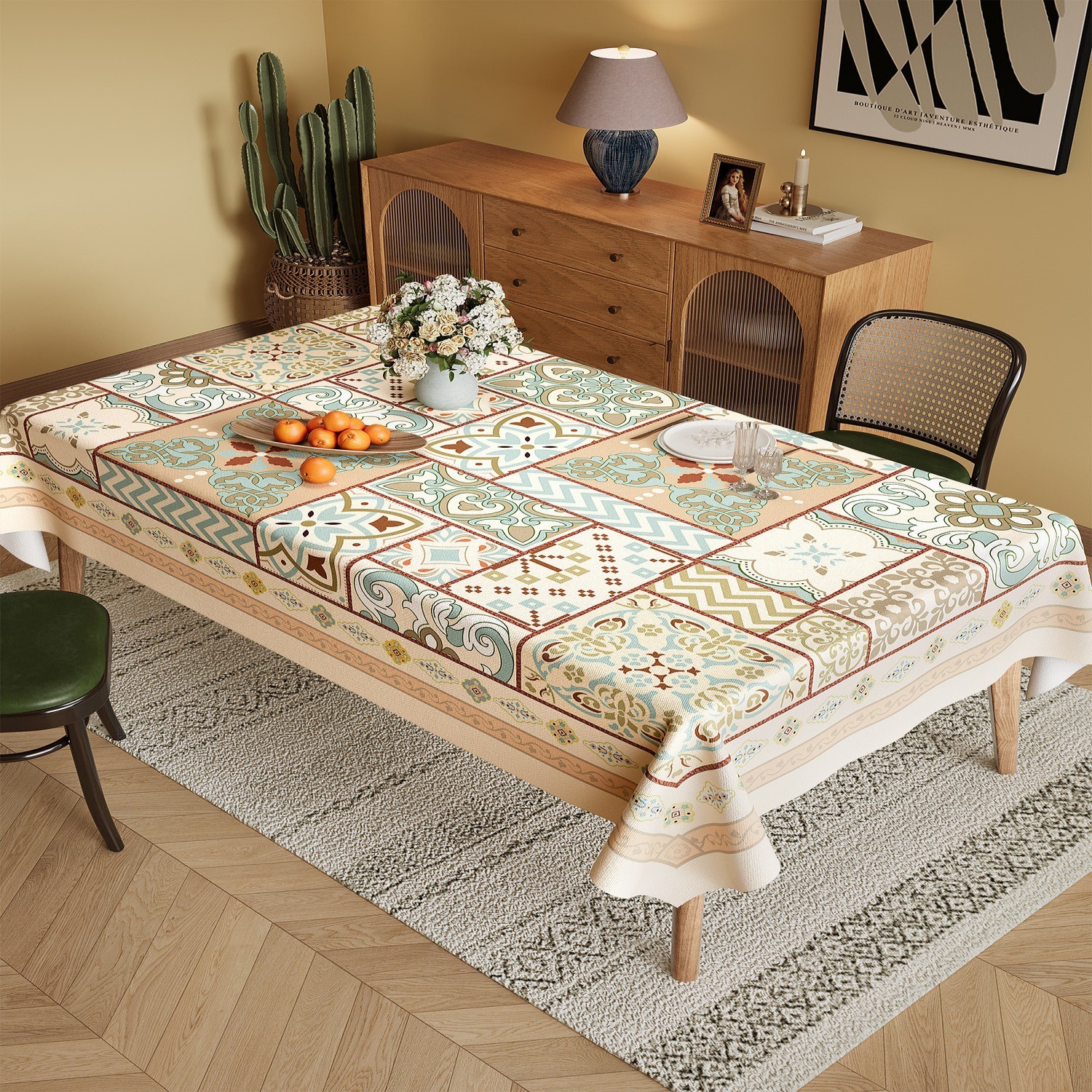 American-Style Tablecloth, Waterproof, Oil-Proof, No-Wash, 2026 New Model, Atmospheric, Heat-Resistant Dining Tablecloth, Rectangular Coffee Table Cloth