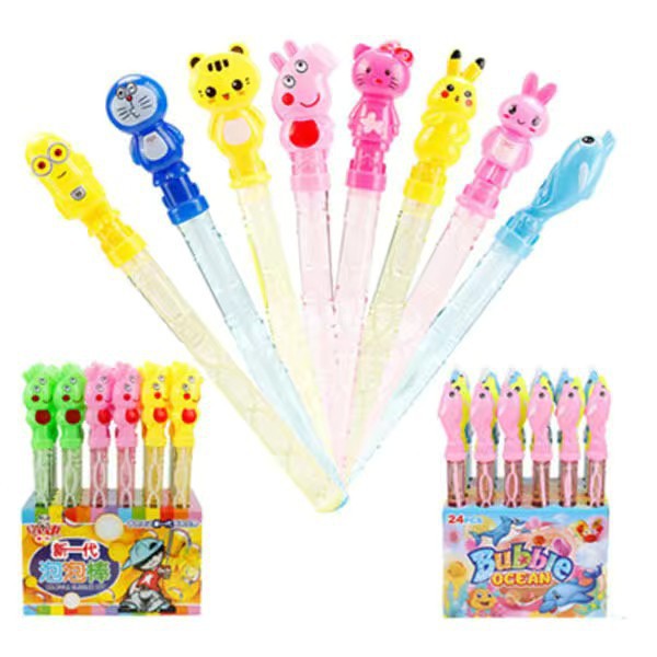 Varita gigante de burbujas 38 cm – diseño de dibujos animados, líquido concentrado incluido, juguete infantil