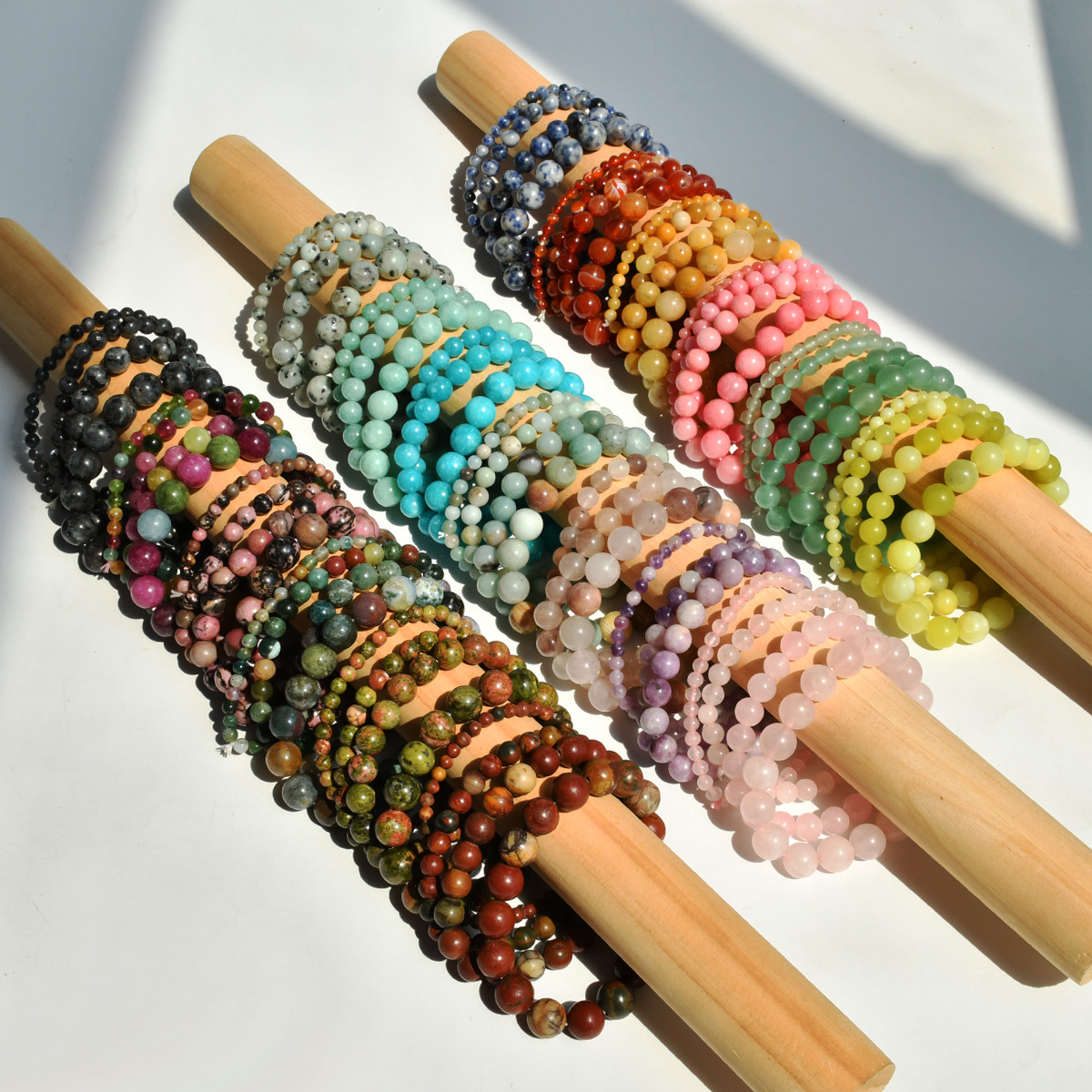 10g Weight Bracelets Classification Natural Stone Chain Material 1 Piece Quantity Elegant Geometric Solid Color Natural Stone Bracelets In Bulk