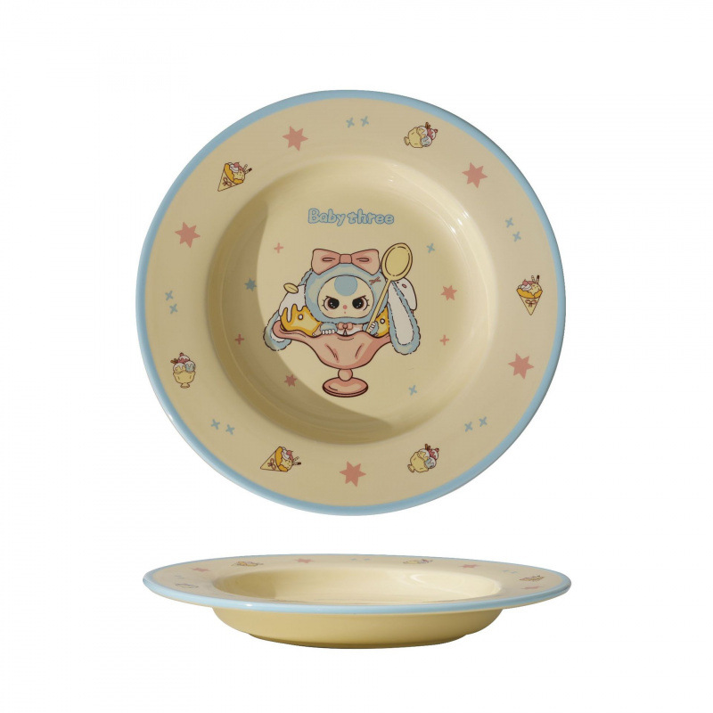 Niño de tres años encantador plato de cerámica cubierta set casero nuevo plato de cerámica una sola comida caja de regalo de cubierta de alto valor
