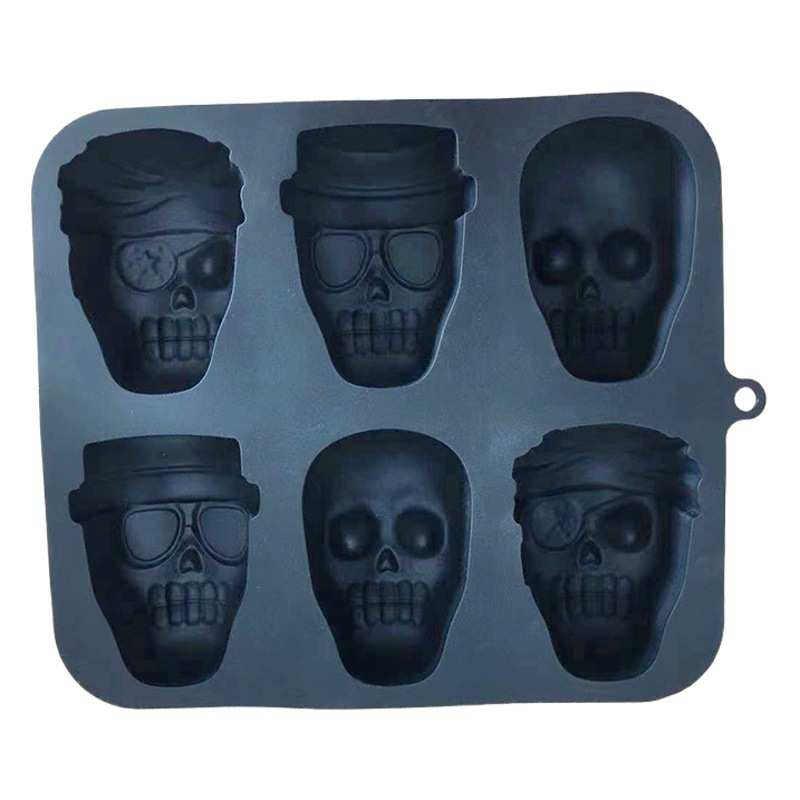 Molde de silicona para hielo con forma de lápida para uso diario, decoraciones de Halloween, molde grande para pastel con forma de calavera, molde para cubitos de hielo de terror, molde para velas, cubitos de hielo congelados