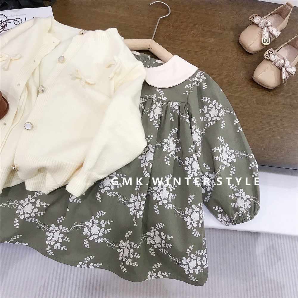 Korean Style New Children's dress Girl's Elegant Retro Jacquard Doll Dress Foreign Style Casual Princess Dress Foreign Trade