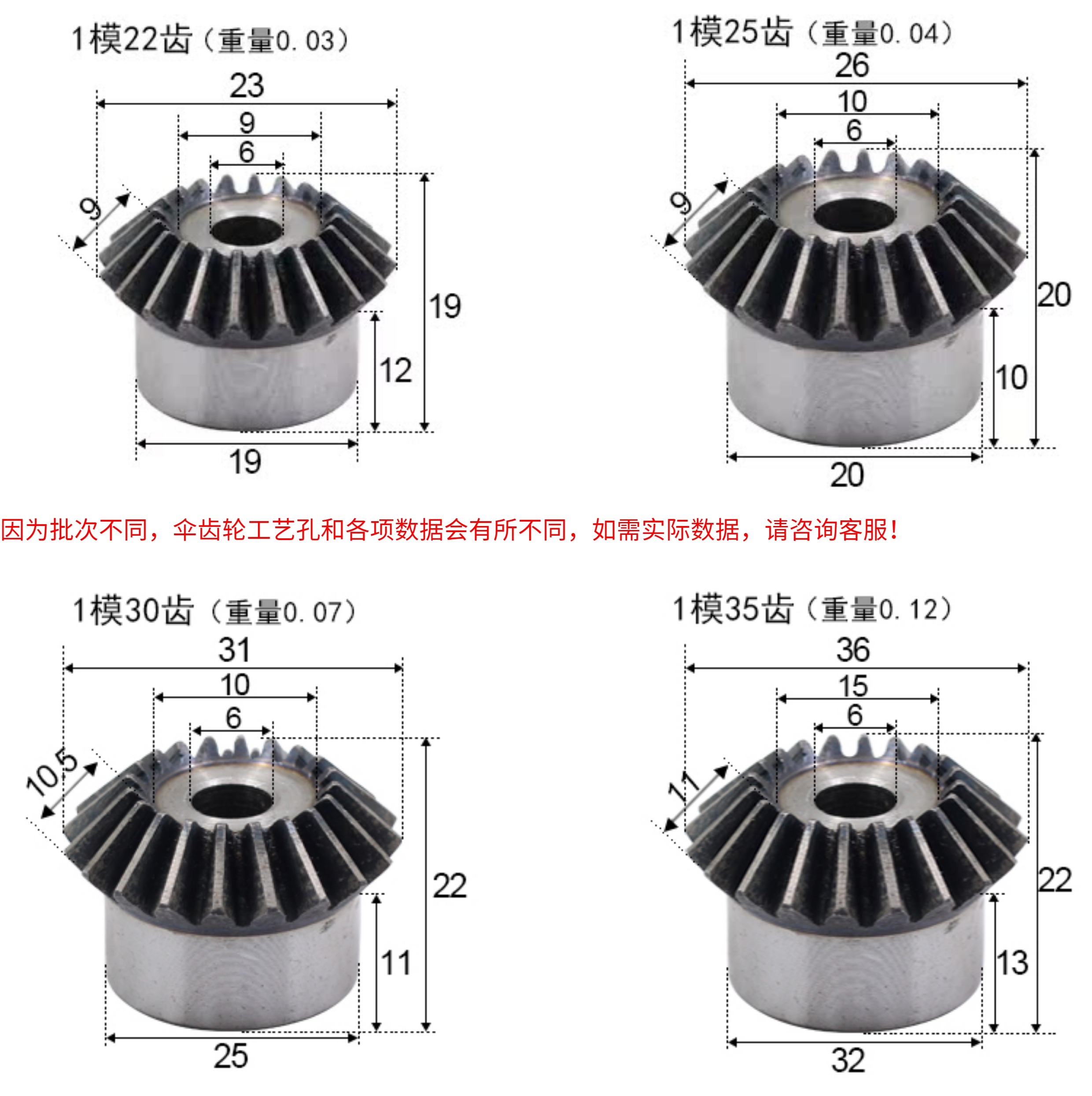 Metal bevel gear, 45# steel, hardened, 90-degree transmission, 15 to 40 teeth, conical gear, straight-tooth bevel gear 1:1