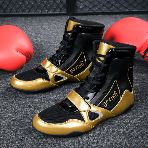 Professional boxing shoes, male sanda shoes, high-top combat shoes, taekwondo martial arts training wrestling shoes, Muay Thai competition striking shoes