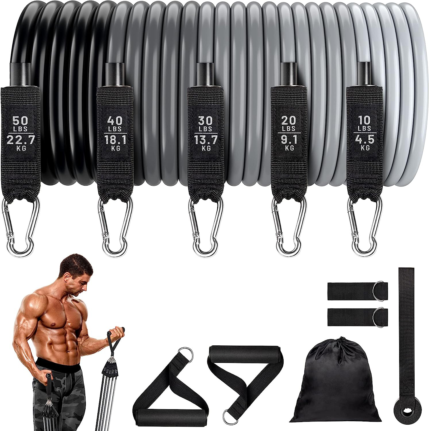 拉力繩150磅彈力繩健身男女器材套裝拉力器拉力帶運動男阻力帶套