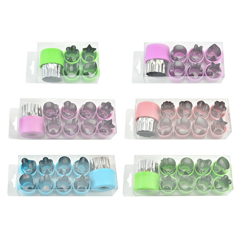 Stainless steel fruit cutting embossing mold small wonton biscuit mold vegetable flower cutter butterfly noodle tool 8-piece set