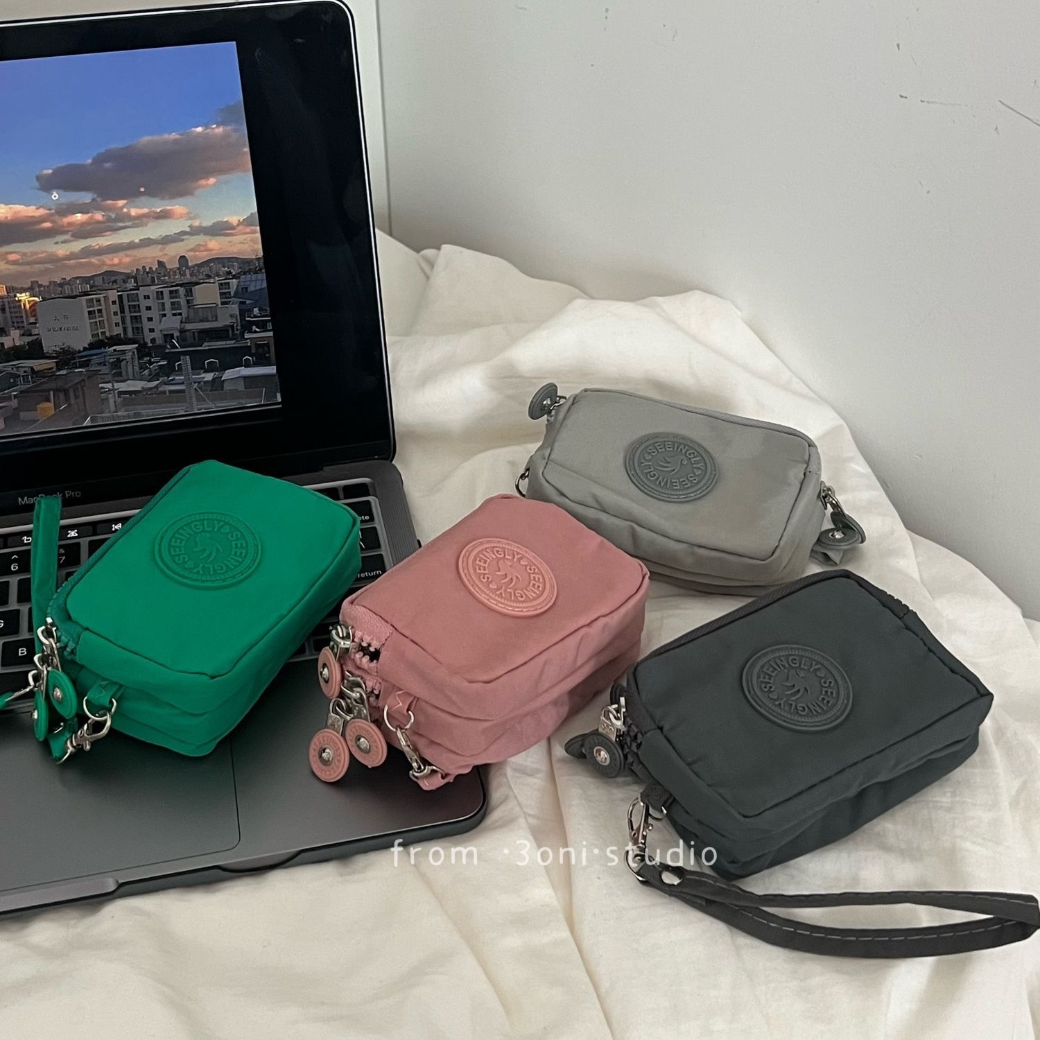 ¡El gigante! Tarot mud púrpura bolsa de cambio de nylon mini auriculares de lápiz labial bolsa de tarjetas multicapa