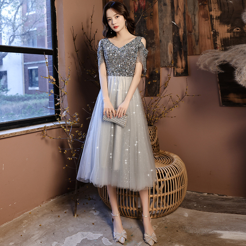 Vestido de noche corto, estilo nuevo de otoño y verano 2026, elegante, estilo hada, para banquetes, anfitrionas, damas de honor, para mujer.