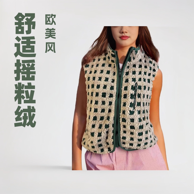 Amazon's Popular Autumn and Winter Women's Waffle Fleece Vest, Sleeveless High-Neck Zip-Up Women's Vest