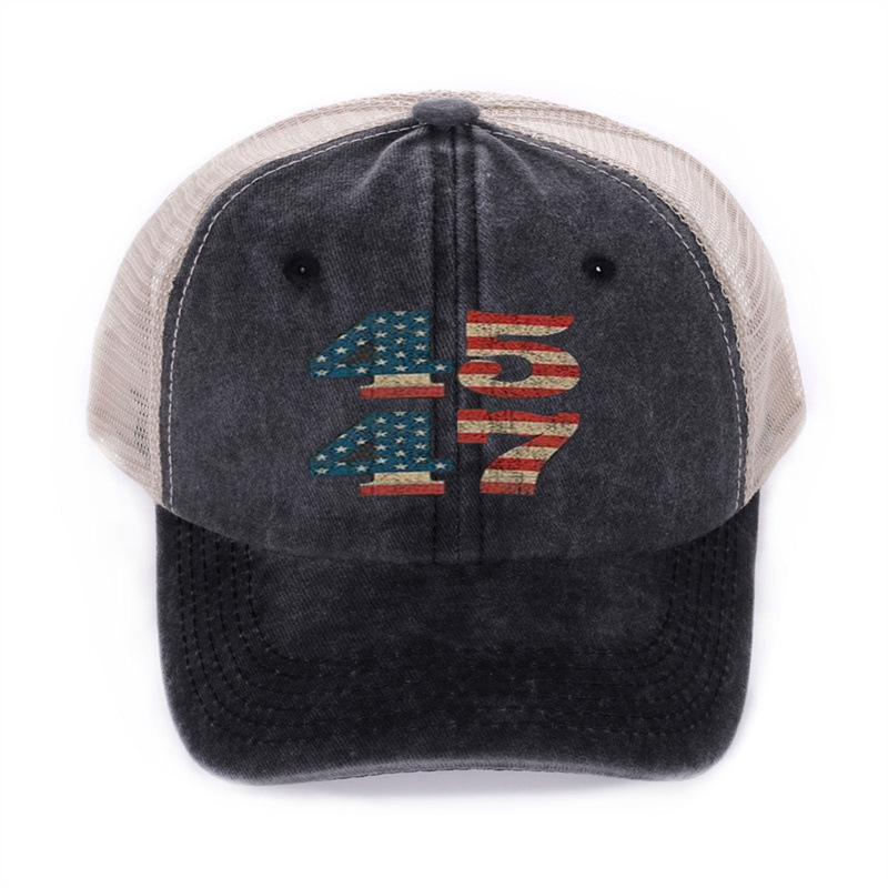 棒球帽45-47水洗时尚鸭舌帽总统帽子亚马逊热销卡车帽