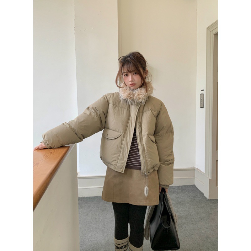 Gagd Winter 90 White Duck down Fashionable Warm Short Fur Collar down Jacket Women Versatile Puffer down Jacket