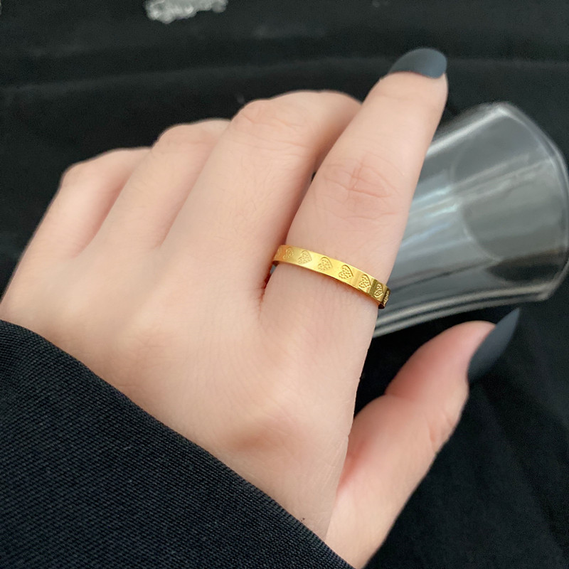 Fashion Heart Shape Titanium Steel Plating Rings 1 Piece