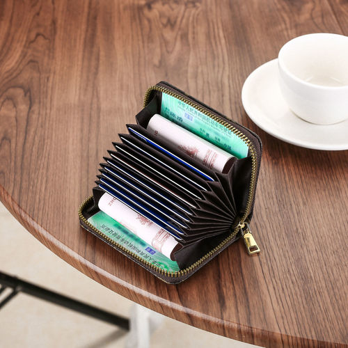 European and American fashion ladies' wallet zipper small zero wallet men's and women's accordion card wallet card case multi-card position driver's license holder 