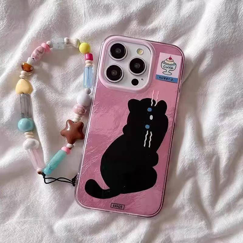 Estilo coreano lindo gato de lunares para iPhone15/16promax personalidad chica rosa 14 personalidad 13p nuevo