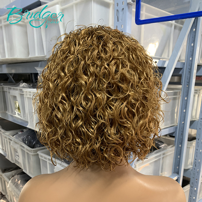 Pixie Cut Curly Human Hair Wig Short Style Natural Look_voghion.com