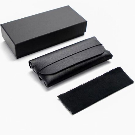 Glasses cloth windproof glasses box new leather box black trend sunglasses box manufacturers wholesale large capacity box
