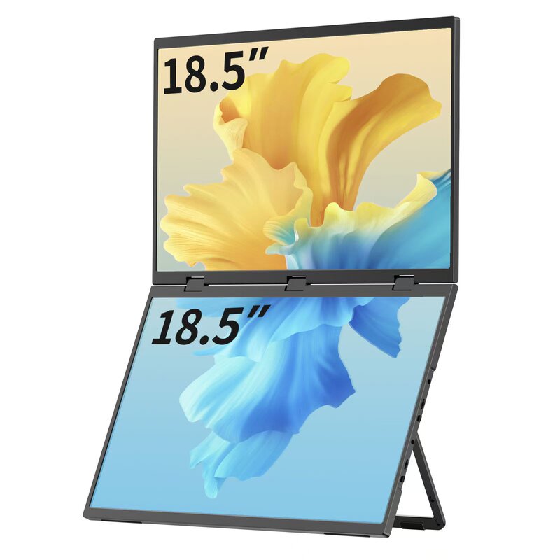 18.5inch Dual-screen portable monitor for laptops, office use, four-screen, specialized for stock trading, expandable secondary screen, multi-screen 18.5inch Dual-screen portable monitor for laptops, office use, four-screen, specialized for stock trading, expandable secondary screen, multi-screen