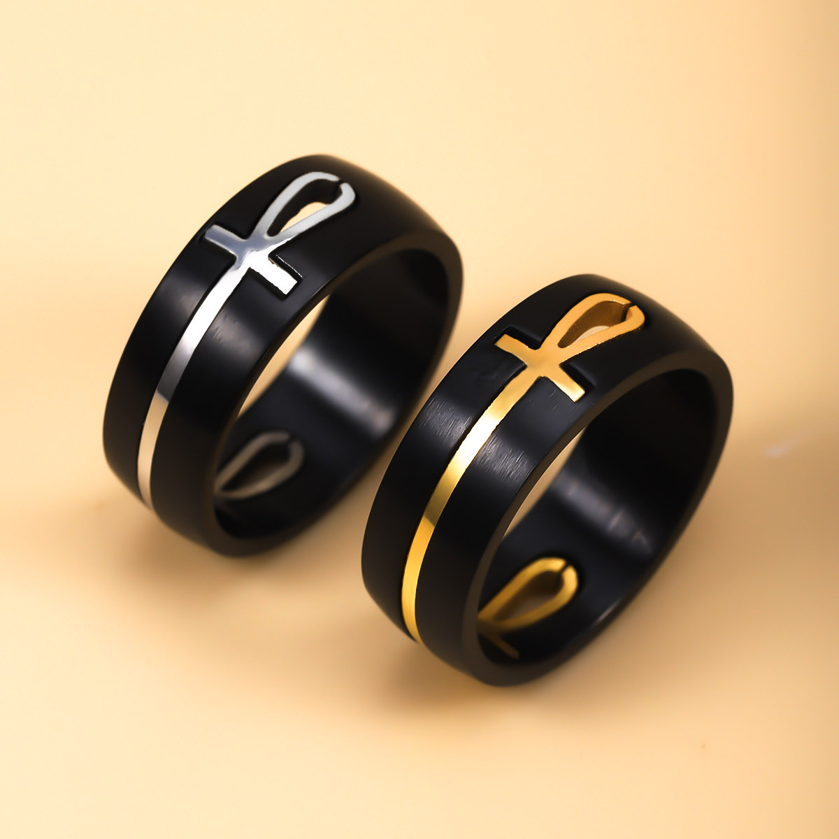 Canding New Product European and American Cross-Border Stainless Steel Personalized Cross Amka Ring Detachable Titanium Steel Ring Wholesale