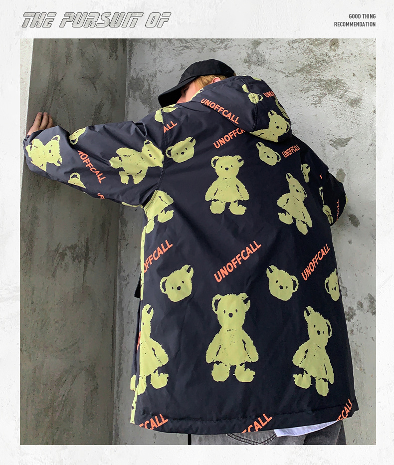 Men's Clothing Tide brand thin cotton jacket 2024 winter new bear men's jacket wide version loose cotton coat men_voghion.com