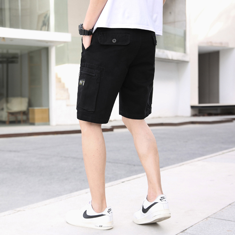 2022 verano Comercio exterior estilo coreano recortado pantalones cortos hombres rectos multi-Bolsa de ropa de trabajo cortos ins moda de los hombres jóvenes pantalones Casuales