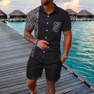 Wholesale of New Cross-Border Design Printed Niche Drapey Versatile Men's Shirts