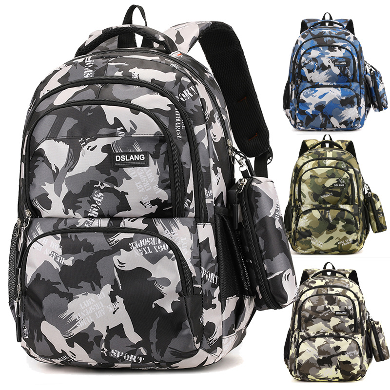 Wholesale export backpacks, fashionable school bags for junior high, high school and college students, large capacity two-piece casual backpack sets
