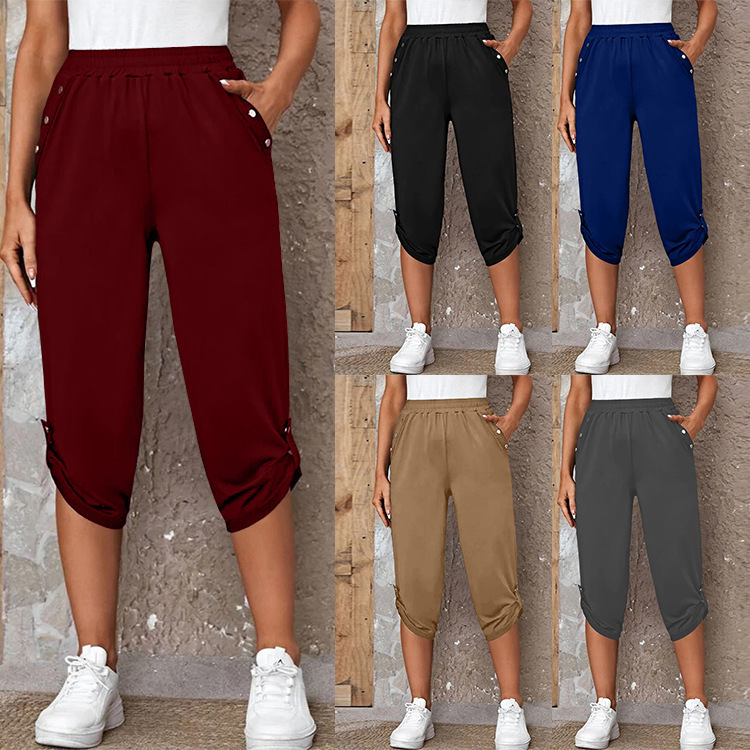 2026 European and American Summer New Fashion Casual Cropped Elastic Pants for Women, Popular on Amazon and Wish 2026 European and American Summer New Fashion Casual Cropped Elastic Pants for Women, Popular on Amazon and Wish