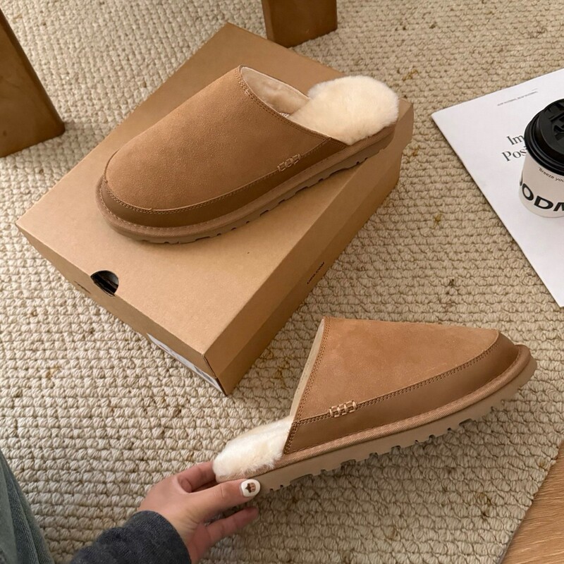 Henan Sangpo snow boots, men's slippers, casual nomadic style, fluffy, fashionable, warm, and suitable for home wear, designed for export