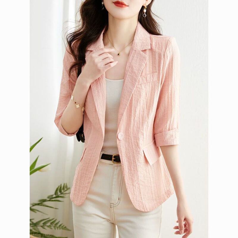 Women's Blazer, Tencel Sun Protection Top, Casual Air-Conditioning Shirt, Casual Outerwear, Half-Sleeve, Summer Outerwear, Thin Style